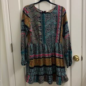 Boho Long Sleeve Paisley Print Dress